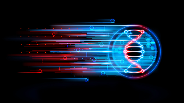 Research illustration DNA and digital technology