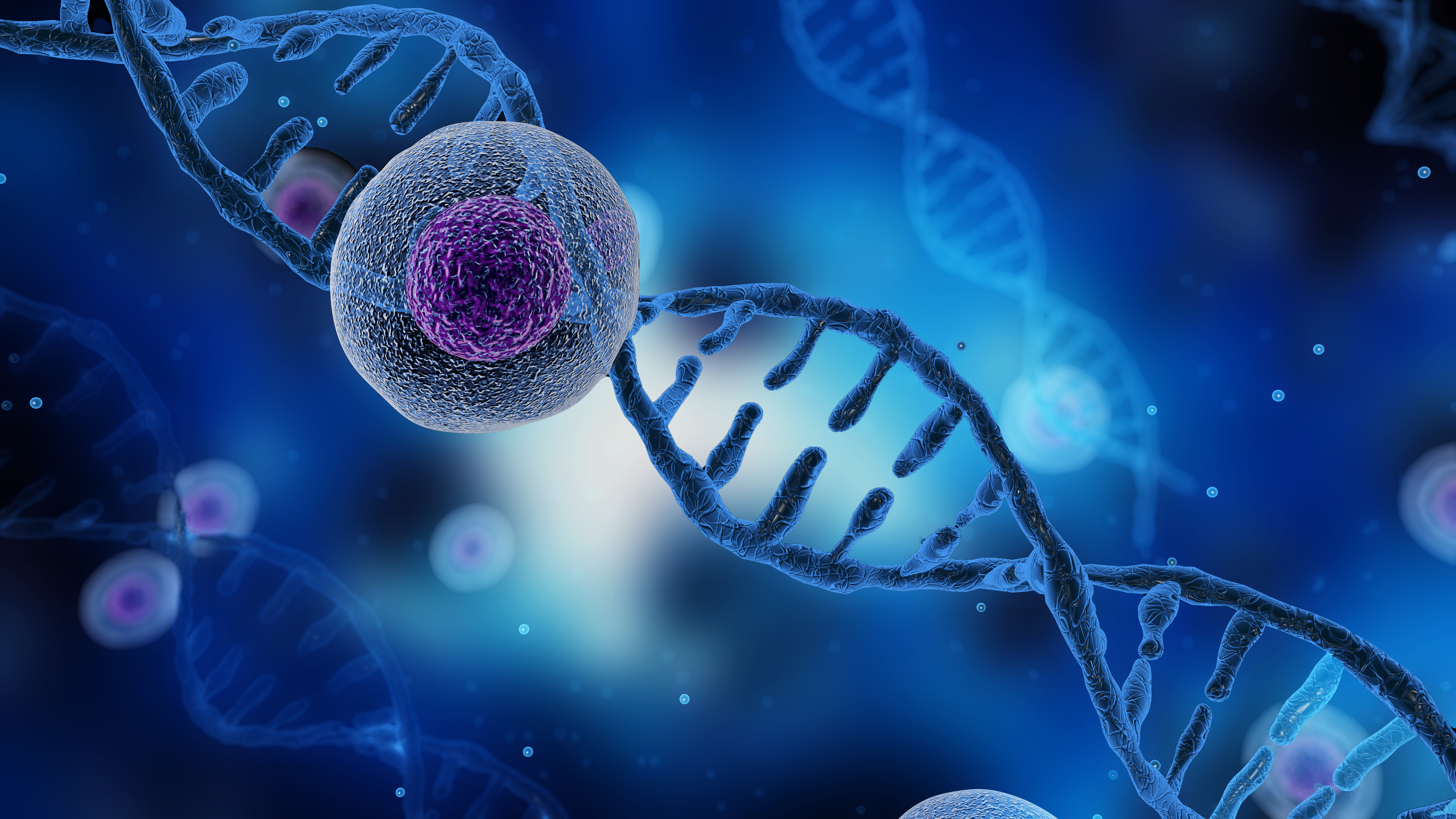 Blue spiral human DNA structure