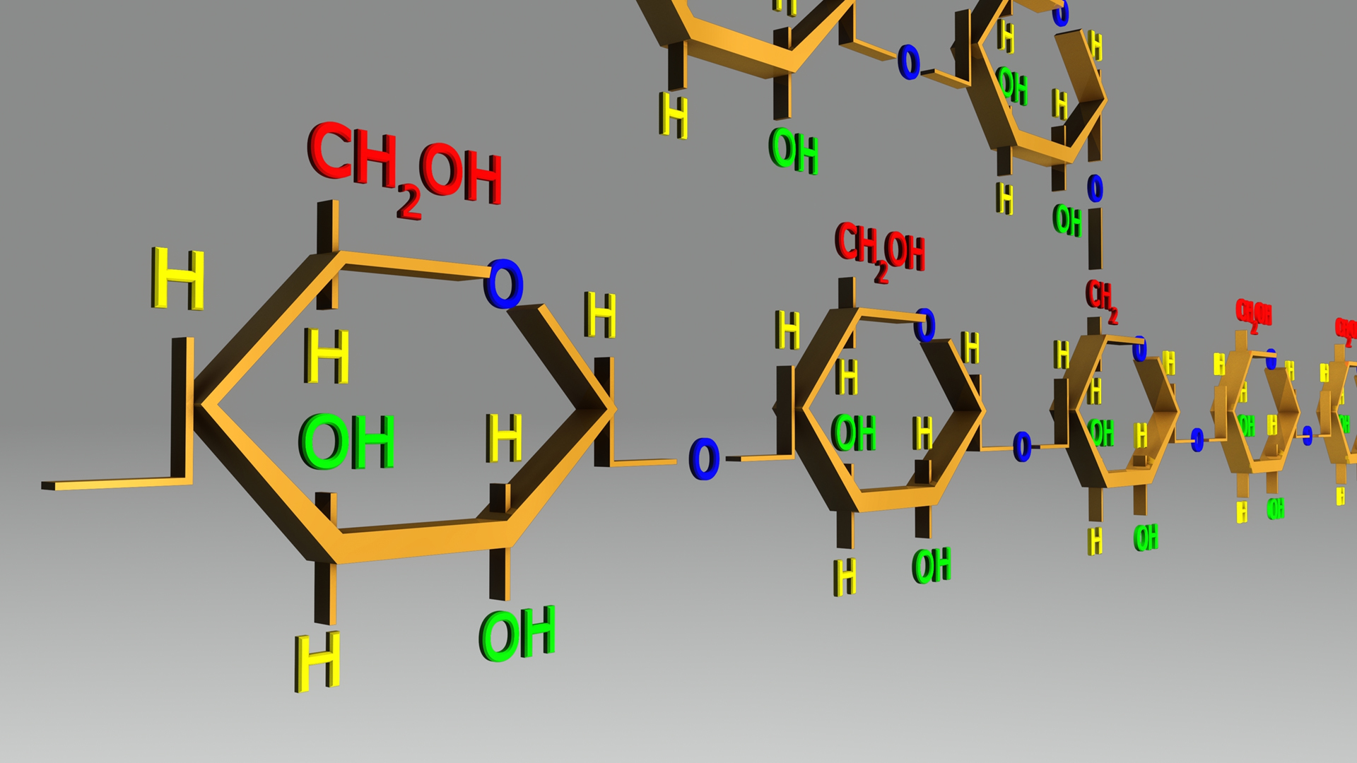 Amylopectin structure 3d illustration